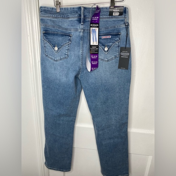 Hudson NWT Mid rise Straight Stretch Blue Denim Jeans with Pockets - Picture 9 of 12